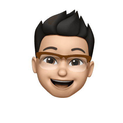 Memoji representation of Justin Zhang smiling