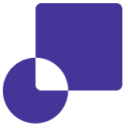 CaseCom logo, purple circle intersecting a rounded square - with the intersection being blank
