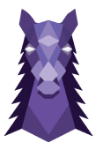 Hack Western logo, a purple isometric horse