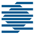 Munich Re logo, a series of blue lines stacked on each other, forming a diamond