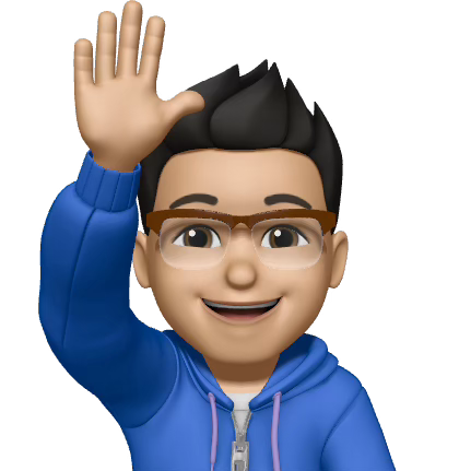 Memoji representation of Justin Zhang waving