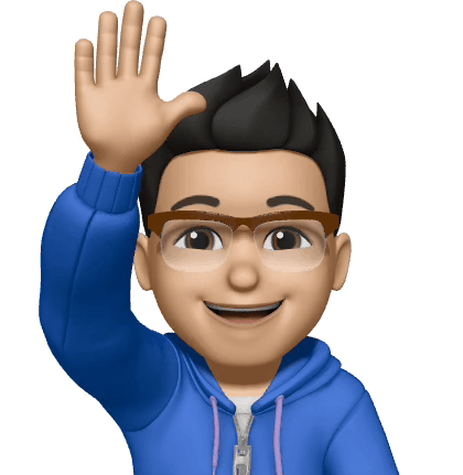 Memoji representation of Justin Zhang waving